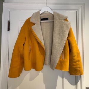 Zara Yellow Teddy Jacket with Cream Contrast